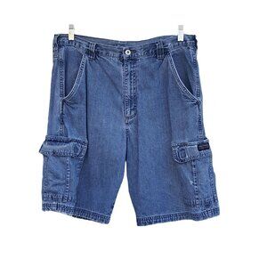 Wrangler Mens Vintage Carpenter Shorts 33 Distressed Holes Faded Cargo